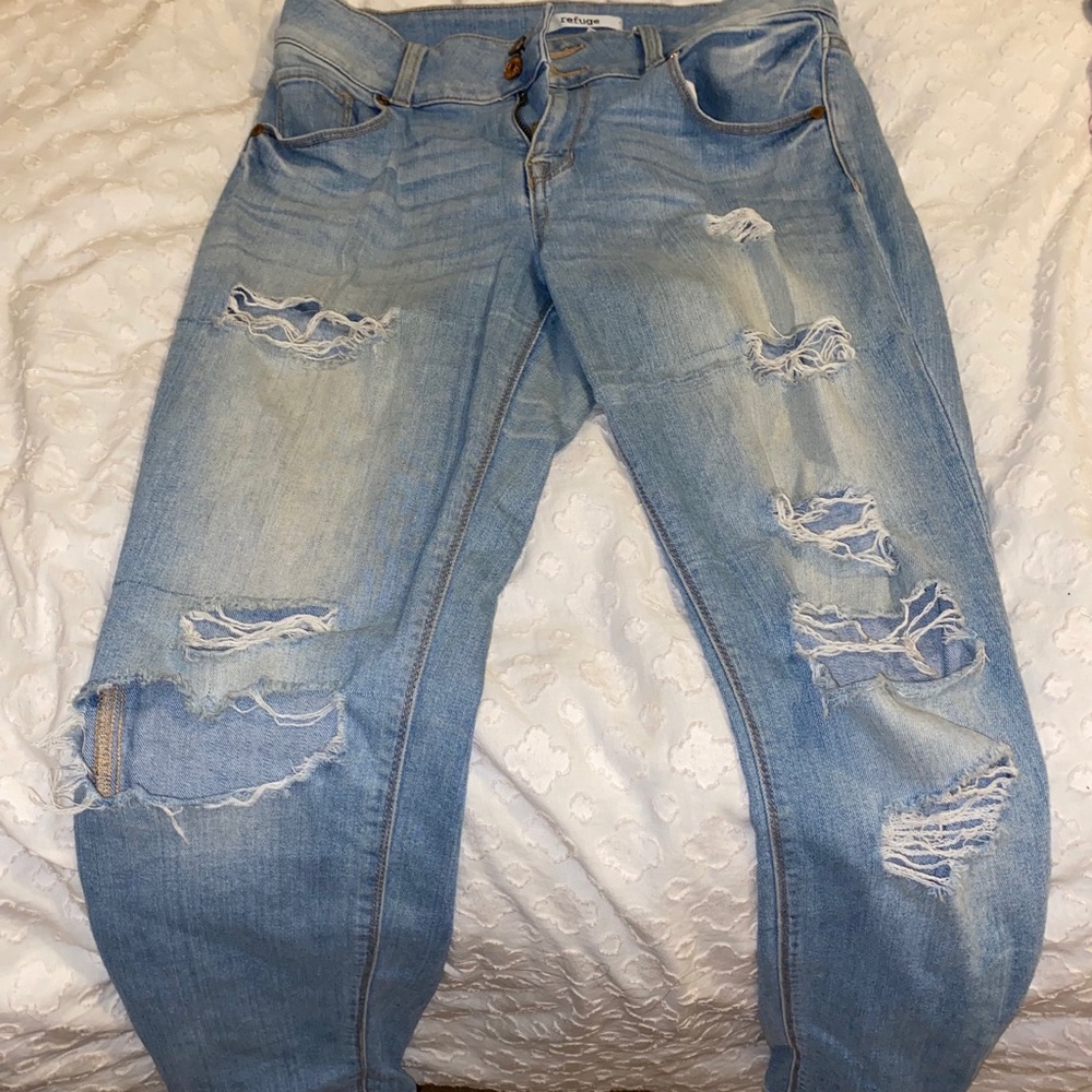 blue ripped  jeans